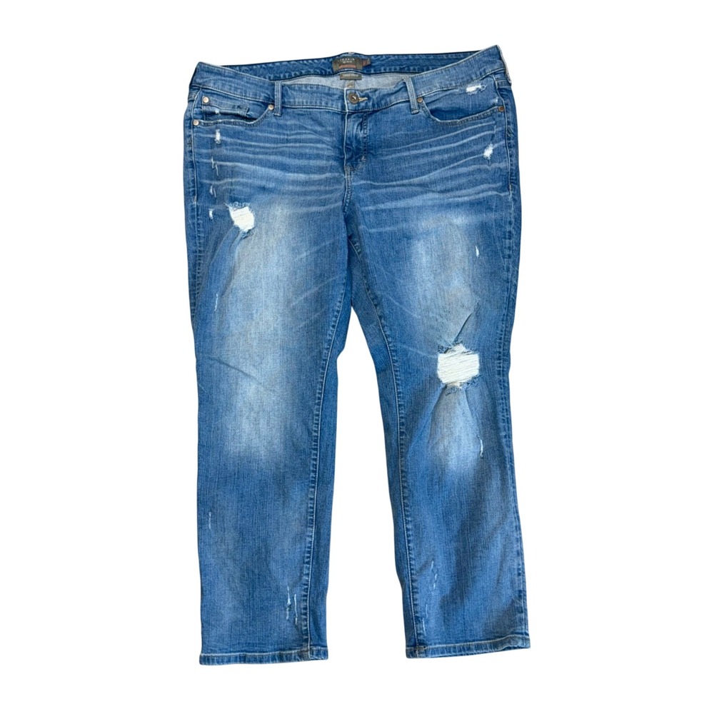 Torrid Jeans Women 20S Blue Boyfriend Straight Vintage Stretch Distressed Denim